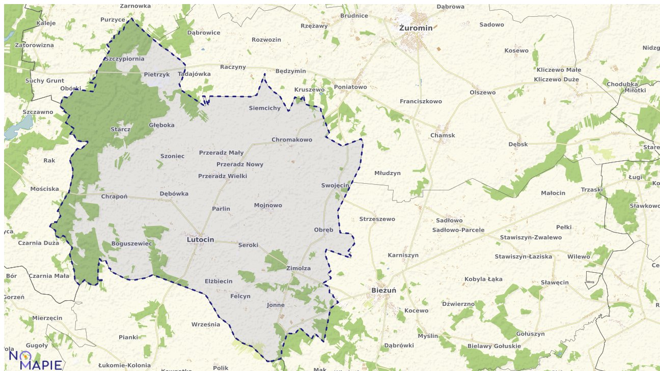 Mapa obszarów ochrony przyrody Lutocina